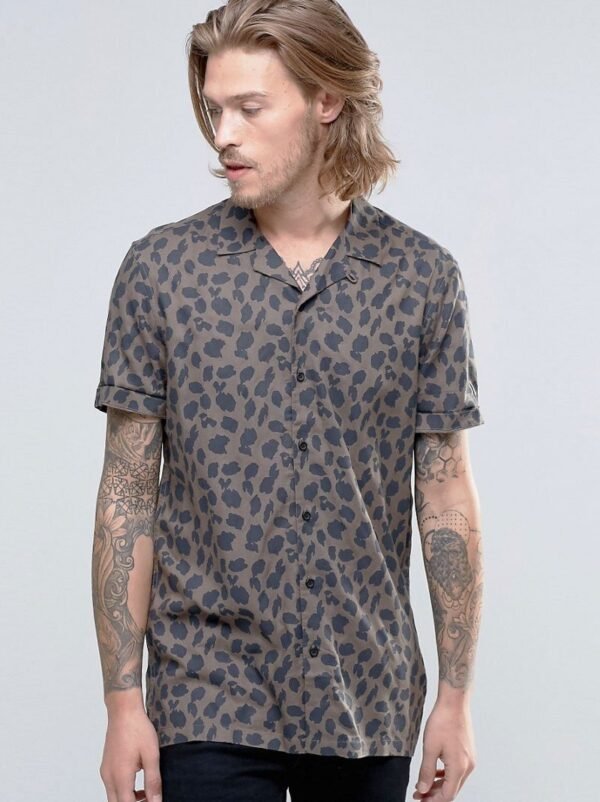 Rich Style Dark Gray With Blue Dots Half Sleeves shirt